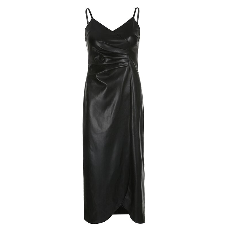Black Asymmetrical V-Neck Long Party Dress mysite