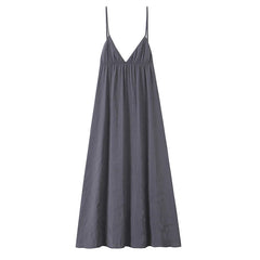 Sexy Backless Flowy Midi Slip Dress Women High Waist V Neck A-line Holiday Summer Dresses Casual Beach Vestidos voguable