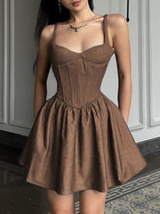 Brown Stitching Corset Birthday Party Dress mysite