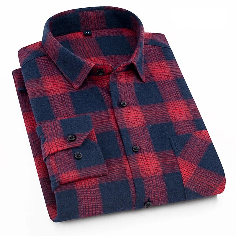 Pure Cotton Men's Plaid Shirt Long Sleeve Regular Fit Men Casual Oversized Shirt Leisure Autumn Male Blouse New Plus Size voguable