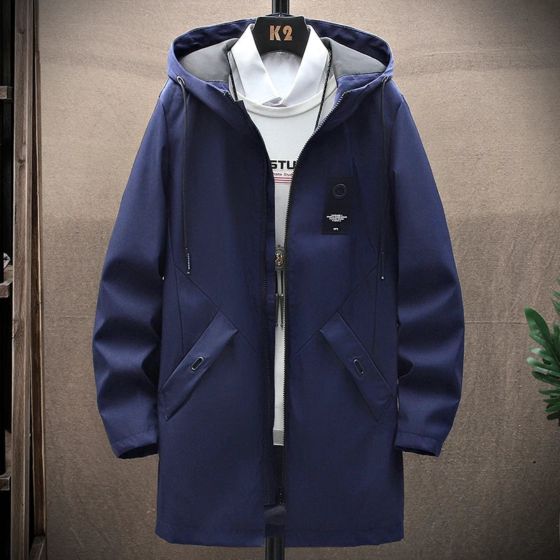 Mens Casual Long Jackets And Coats Hooded Streetwear Hip Hop Windbreaker Outwear gotmes-shop