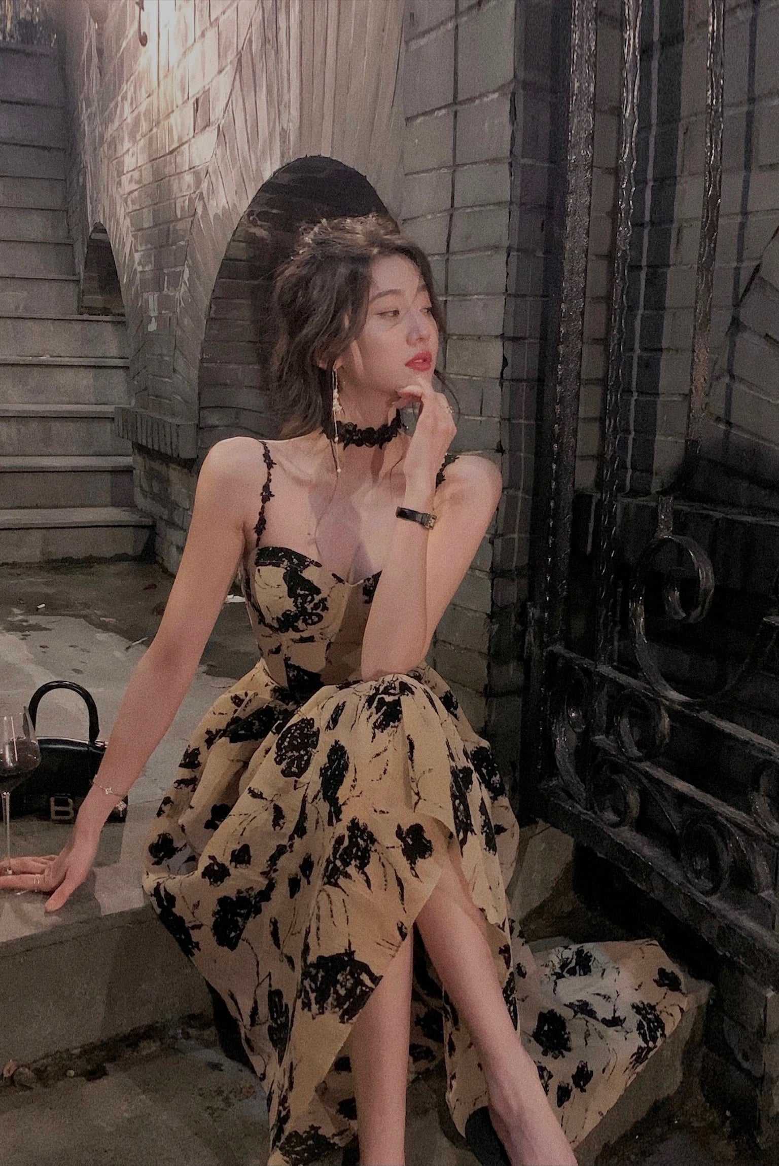 Voguable Summer Floral Strap Midi Dress Women Sleeveless Elegant Vintage Dress Evening Party One Piece Dress Korean Fashion voguable