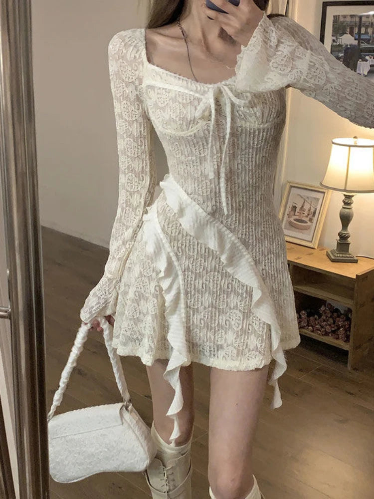 Voguable  2024 Spring French Elegant Y2k Mini Dress Woman Short Party Pure Color Casual Dress Office Lady One Piece Dress Korean Fashion voguable