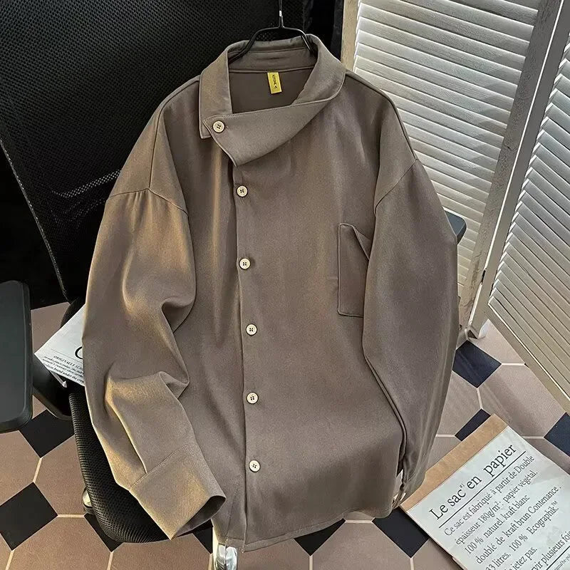 Voguable  Men's Clothing Trendy Unisex Shirts New Loose Tops Irregular Long-sleeved Coat Shirts voguable
