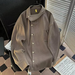 Voguable  Men's Clothing Trendy Unisex Shirts New Loose Tops Irregular Long-sleeved Coat Shirts voguable