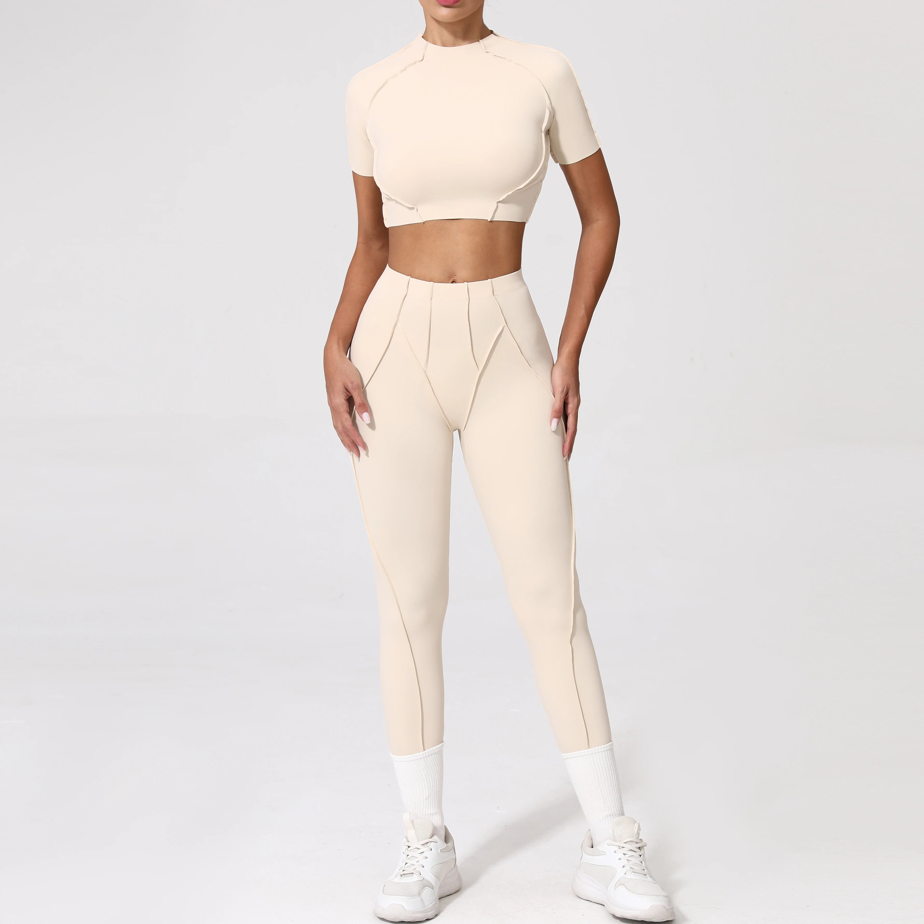 Voguable  2PCS Yoga Suit Sports Set Women Quick-Drying Gym Set Women Tracksuit Running Workout Long Sleeve Sports Shirt Yoga Clothing voguable