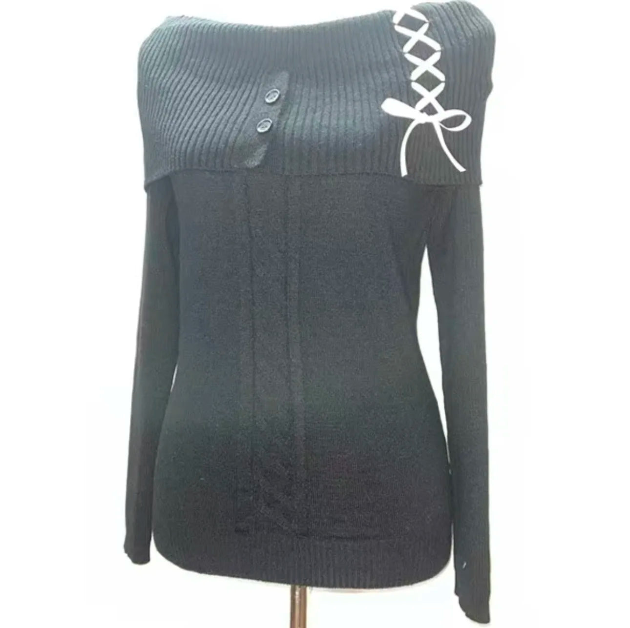 Voguable Vintage Elegant Streetwear Knitted Pullovers Women Korean Fashion Sexy Bow Bandage Slash Neck Slim Sweater Solid Chic voguable