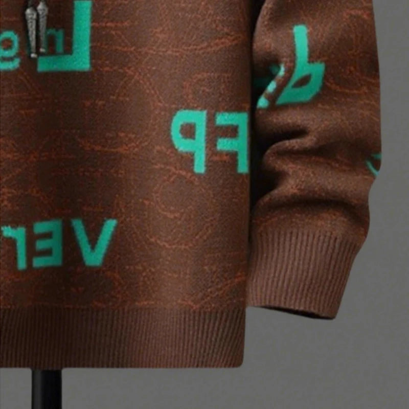 New American Trendy Men Sweaters Light Luxury Letter Printed Knit O Neck Long Sleeve Pullover Casual Loose High Street Knitwear voguable