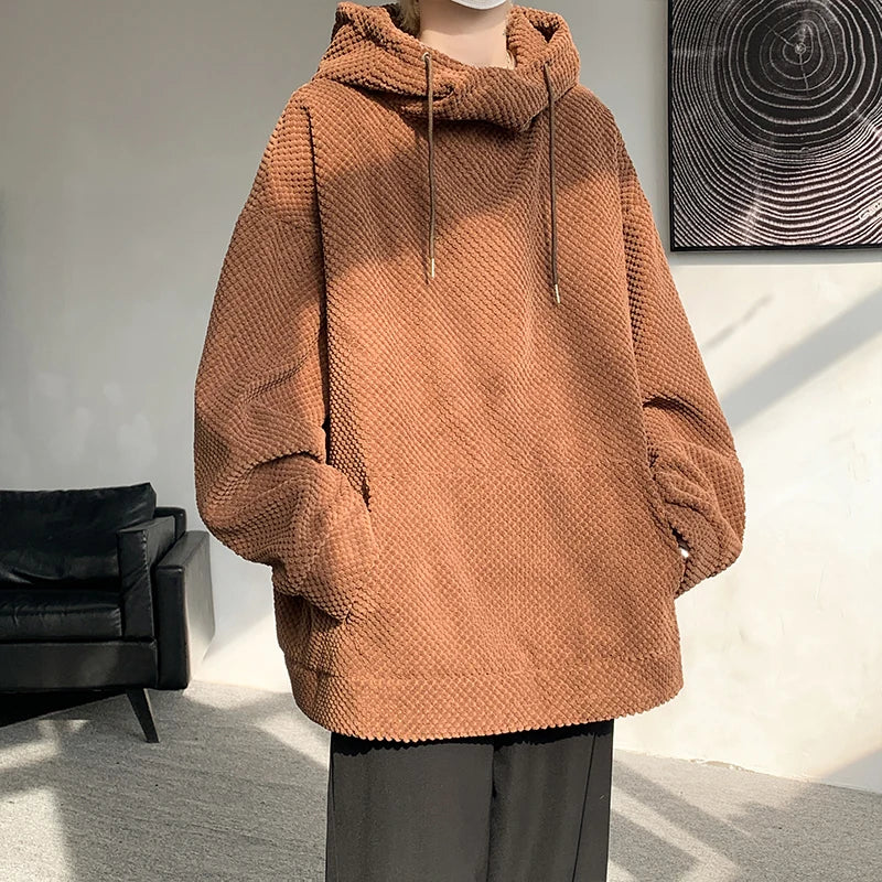 Voguable  Harajuku Corduroy Hoodies Men High Quality Streetwear Loose Y2k Hip Hop Hooded Sweatshirts Couple Clothing Female Pullovers voguable