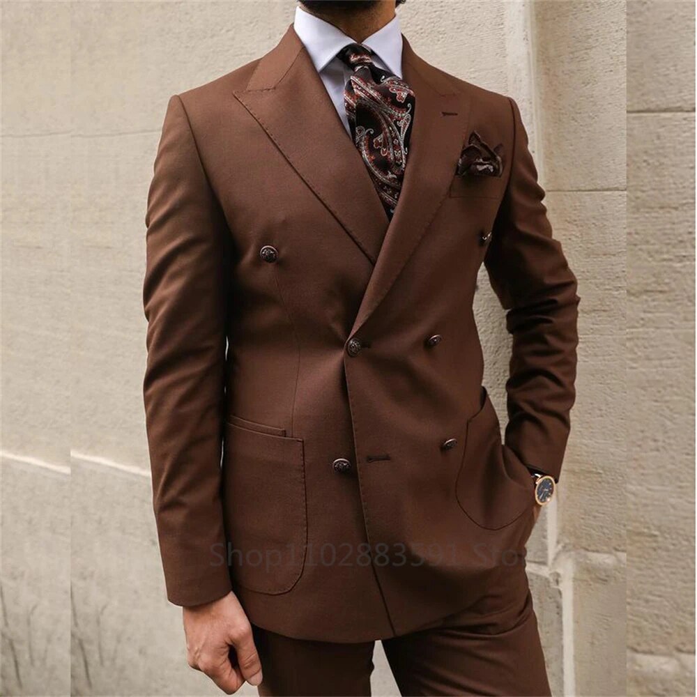 Classic Men Suits Business Tuxedos Design Pockets For Formal Groom Suit Peak Lapel Wedding Suit Blazer Pants 2 PCS Slim Fit voguable