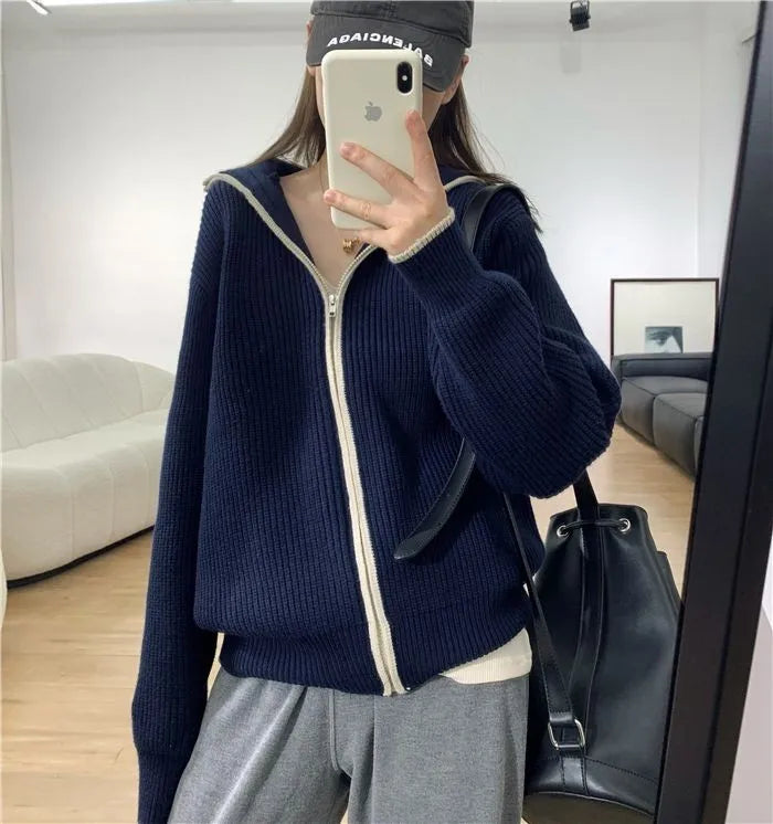 Voguable  New Autumn And Winter Cashmere Zipper Cardigan Women's Loose Cashmere Sweater Cardigan Female Coat voguable
