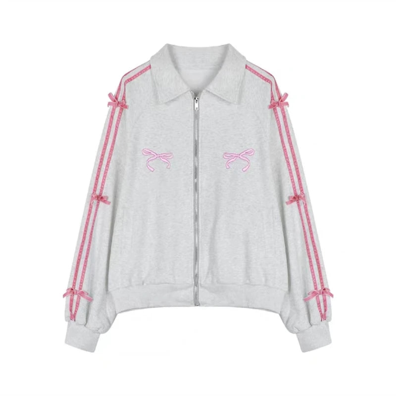 Voguable 2 Piece Skirt Sets Female Y2k Clothing Zipper Bow Sweet Korean Fashion Hoodie Suits Women Studentseven Party Outwear 2024 voguable