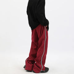 Voguable  Y2K Wide Leg Pants with Side Zips Men Sweatpants Male Loose Casual Sport Red Black Trousers Zipper Split Streetwear voguable