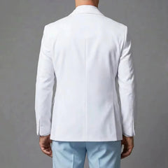 Voguable  Men Suit Sky Blue White 3 Pieces With Lapel For Wedding Groom Party Prom Birthday Banquet Business Work Set Jacket Vest Pant voguable