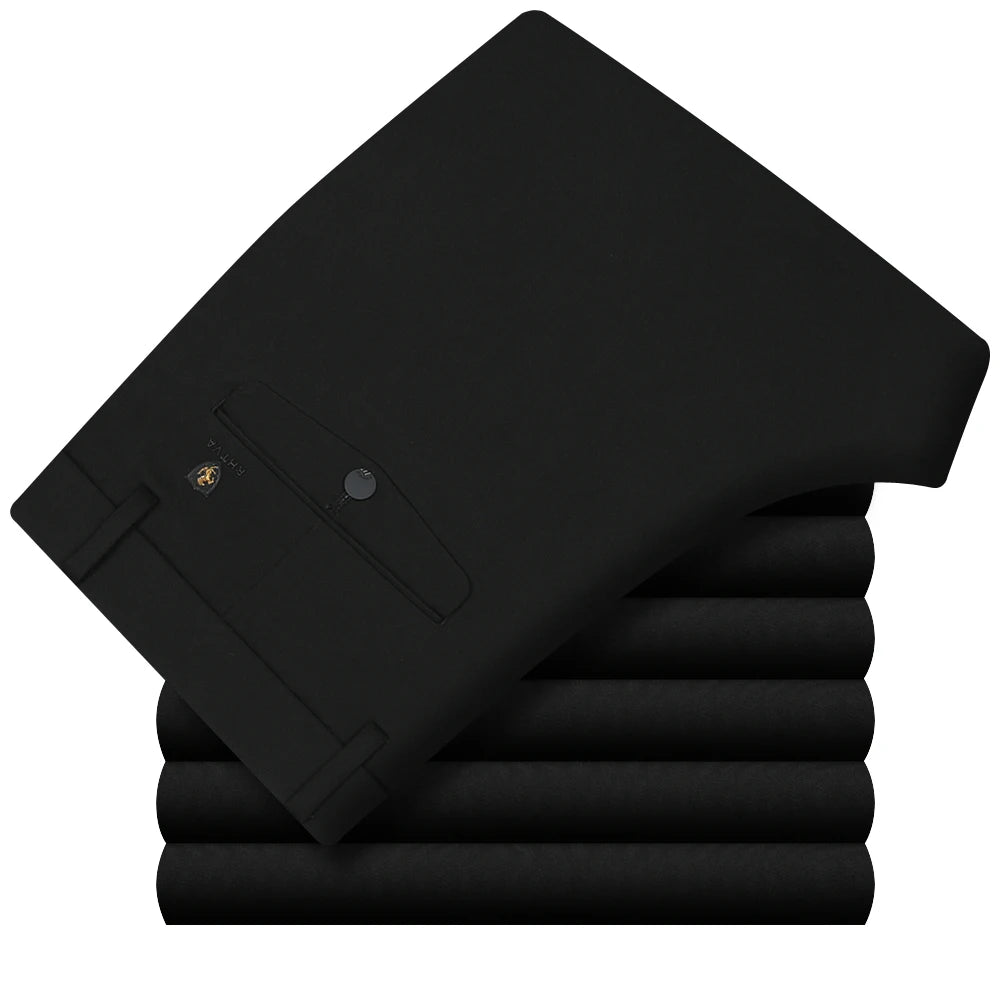 Stretch Formal DressTrousers For Men Summer Straight Classic Men's Total Freedom Relaxed Classic Fit Flat Front Pant voguable