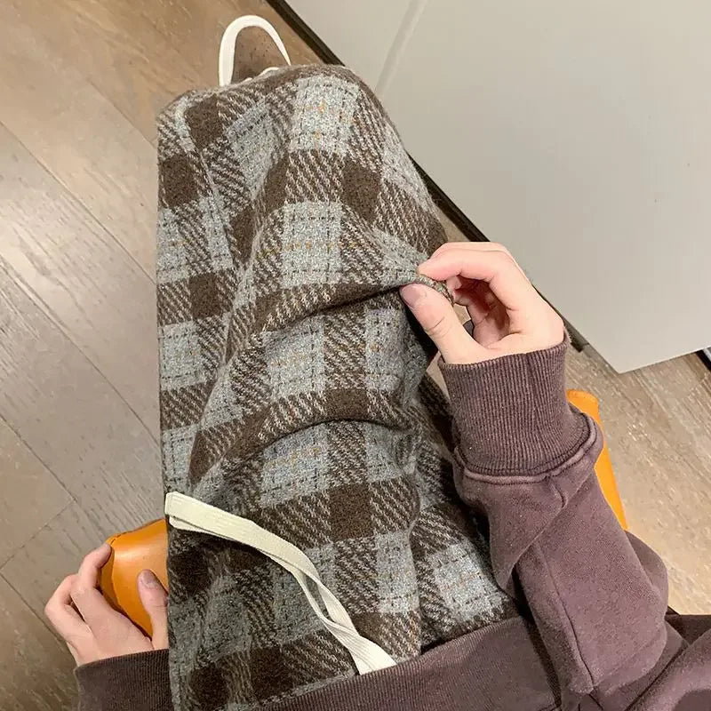 Voguable Green Plaid Pants Men Harajuku Winter Wide Leg Checked Trousers Male Oversize Big Size Casual Sweatpants Streetwear 8XL voguable