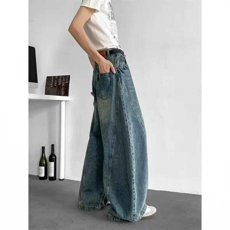 Men Baggy Jeans Wide Leg Unisex Streetwear Hip Hop Dance Pants Loose Fit Trousers Oversized Urban Jogger Street Dance Clothing voguable
