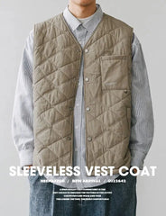 Cotton-layered Fashionable Vest Men with Autumn Winter Simple Casual Light Heated Inner Vest Cardigan Work Vest Top Aesthetic voguable