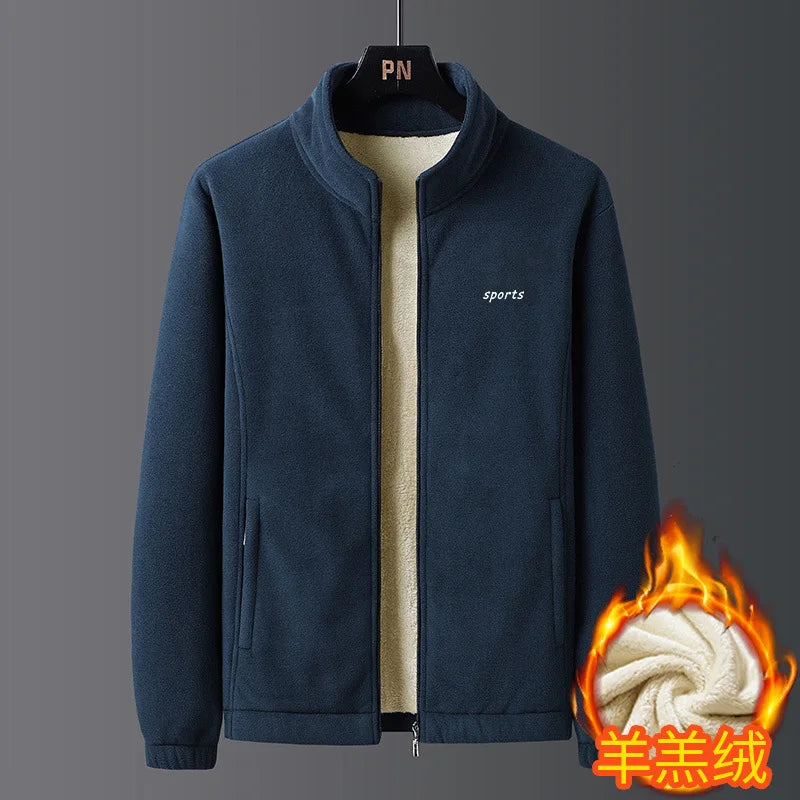 Mens Wool Liner Jackets New Winter Men Thicken Jacket Fleece Warm Stand Collar Men Outdoor Coats Casual Long Sleeve Outwear 5XL voguable
