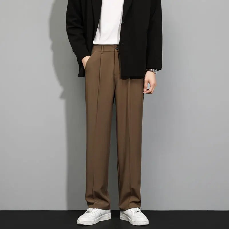 Voguable  Harajuku Wide leg Casual Pants Men Korean Fashion Drape Suit Pants Streetwear Cool Black Straight Long Trousers Work Wear New voguable