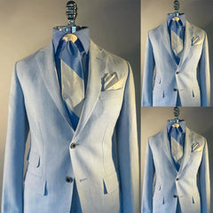 Voguable  Sober Men's Suit 2 Pieces Blazer Pants Bow Collar Single Breasted Buckle Business Work Wear Wedding Prom Costume Size Color voguable