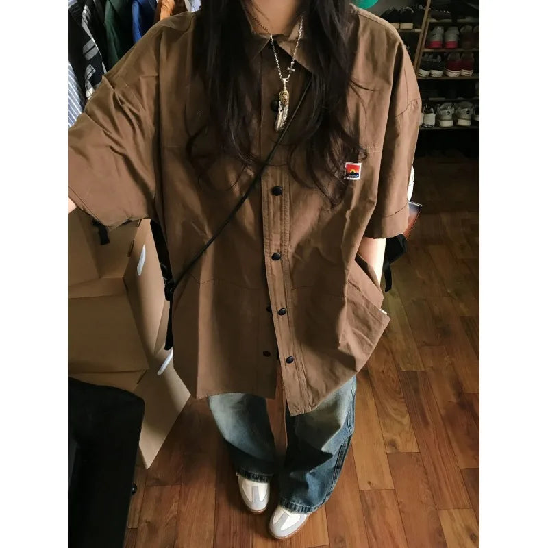 Vintage Blouse for Women 2024 Shirts Woman Summer Short Sleeve Korean Style Oversized Shirt Chiffon Blouse Crop Shirt voguable