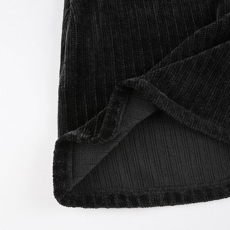 Black Velvet V-Neck Evening Party Short Dress mysite