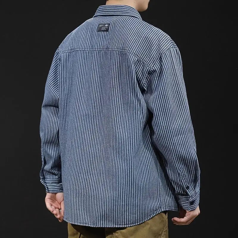 Spring Autumn New Fashion Striped POLO Collar Long Sleeve Blouse Men's Clothing Popularity Korean Casual All-match Trend Shirts voguable