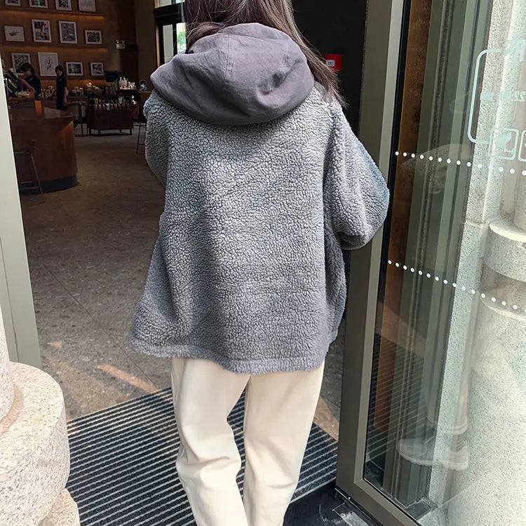 Women Oversized Parkas Hooded Thick Coat Ladies Soft Kawaii Jacket Double Sided Outerwear Autumn Winter Warm Long Sleeve Bomber voguable