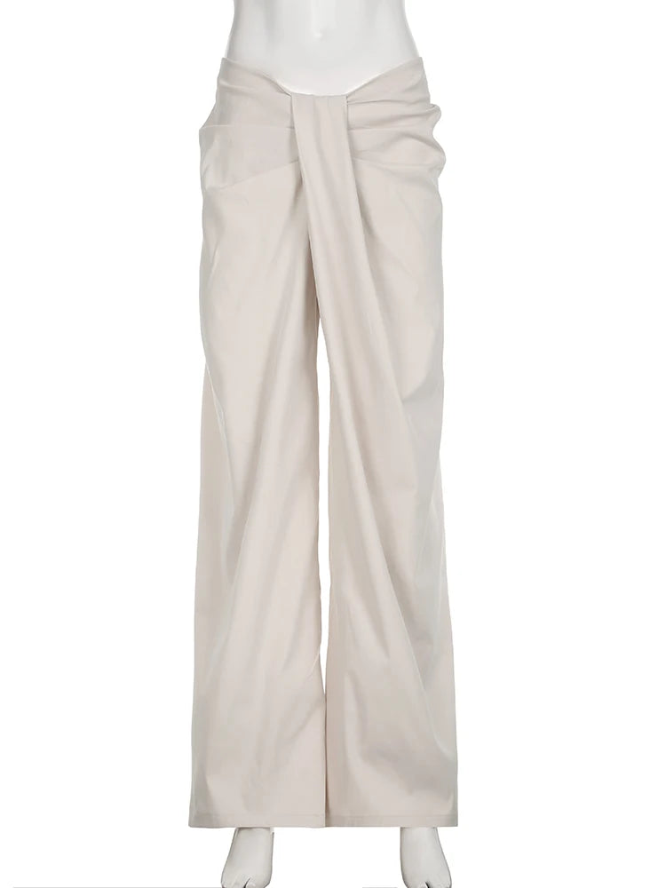 Voguable 2024 New Irregular Design Low Waist Baggy Wide Leg Trousers Y2K Streetwear Loose Pants Fashion Women Casual pantalones voguable
