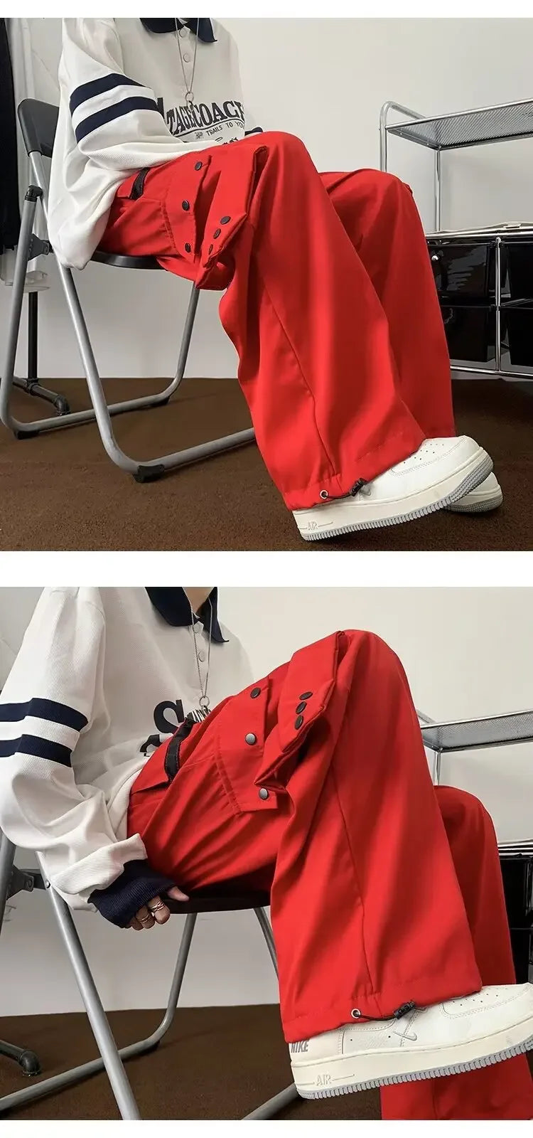 Fashionable Trendy Artistic Solid Color Straight-leg Casual Pants Loose Hip Hop Style For Men Spring Autumn Youth Trend voguable