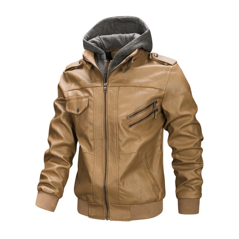 Slim Fit Lapel PU Jackets Autumn Anti-wind Leather Coat Male Motorcycle Leather Jackets Man Casual Fashion Motorcycle Coat voguable