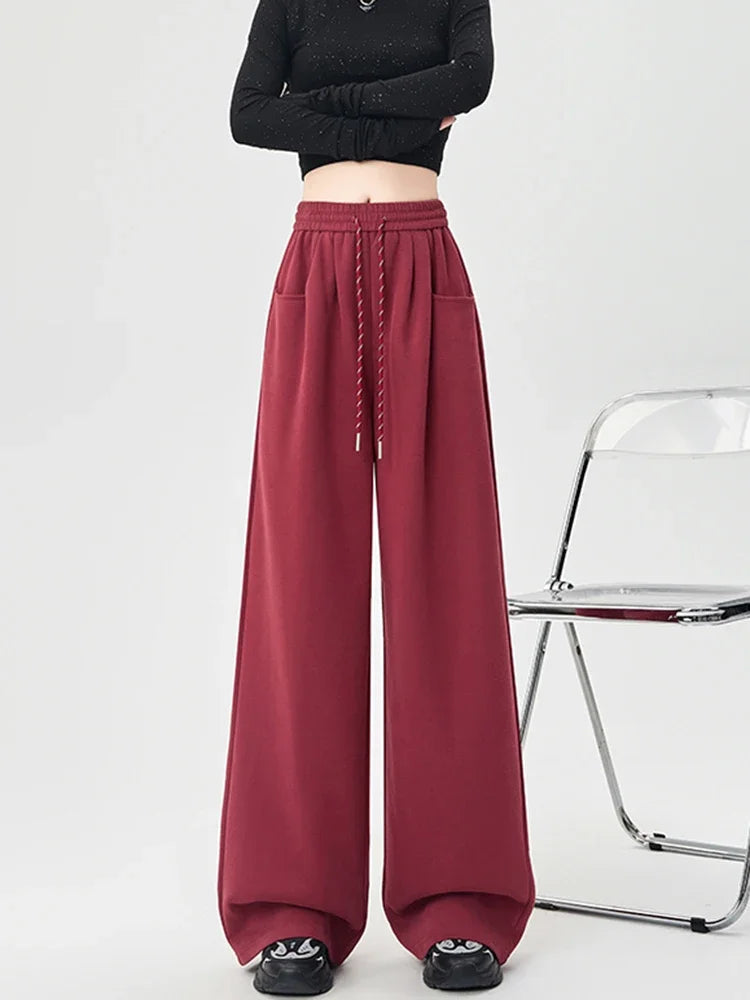 Streetwear Y2K Sweatpants Women Vintage High Waist Loose Straight Trousers American Harajuku Bf Fall Hip Hop Pockets Pants voguable