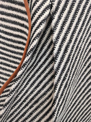 Fashion Women Stripe Wool Jackets Scarf Collar PU Leather Edging Contract Color Loose Shawl Jacket Winter  New voguable