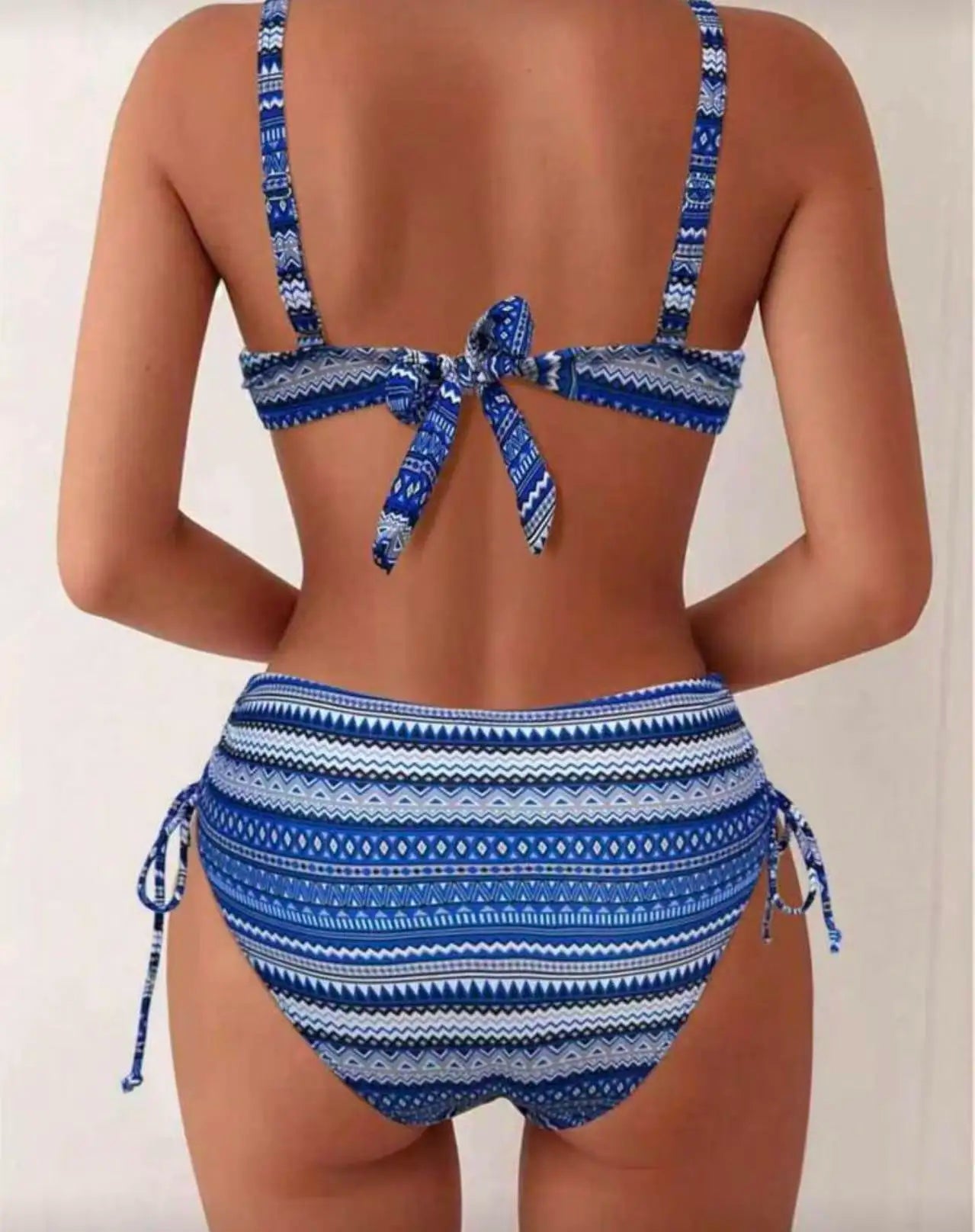 Voguable  Strappy Drawstring High Waist Bikini Women Stripe Swimwear Female Sexy Swimsuit Bather Bathing Swimming Swim Suit Beachwear voguable