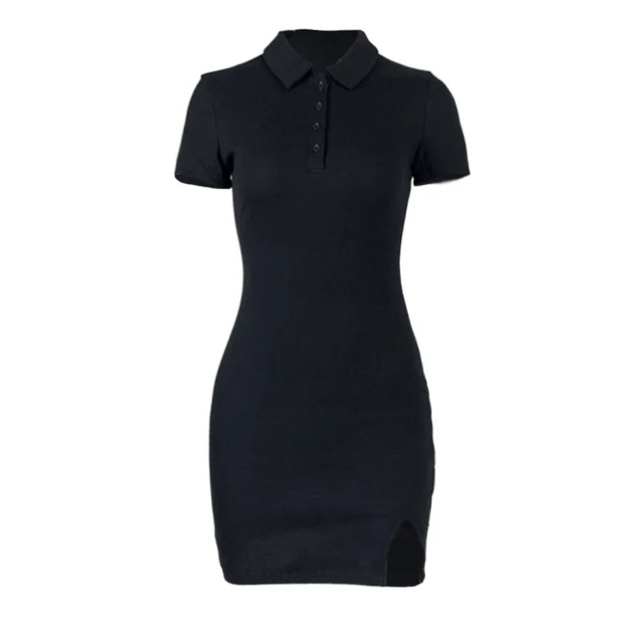 Voguable  Summer new European and American women's clothing fashionable tight lapel bag hip skirt sexy hot girl short-sleeved voguable