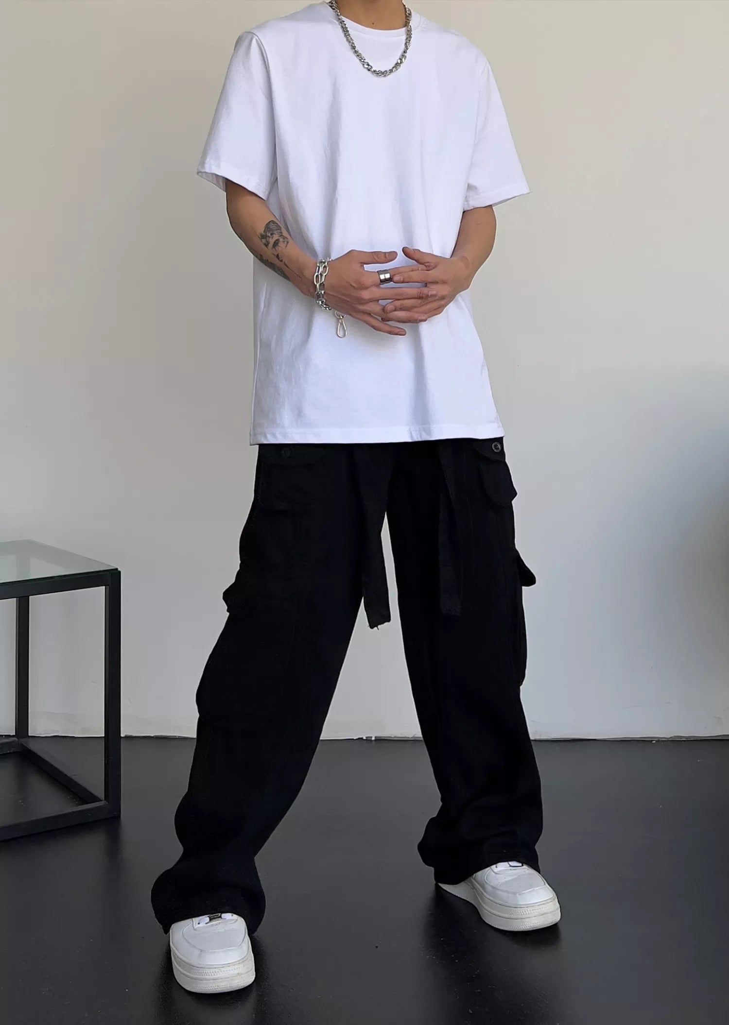 High street retro casual large pocket overalls men's and women's new summer high waist loose straight tube draped wide leg pants voguable