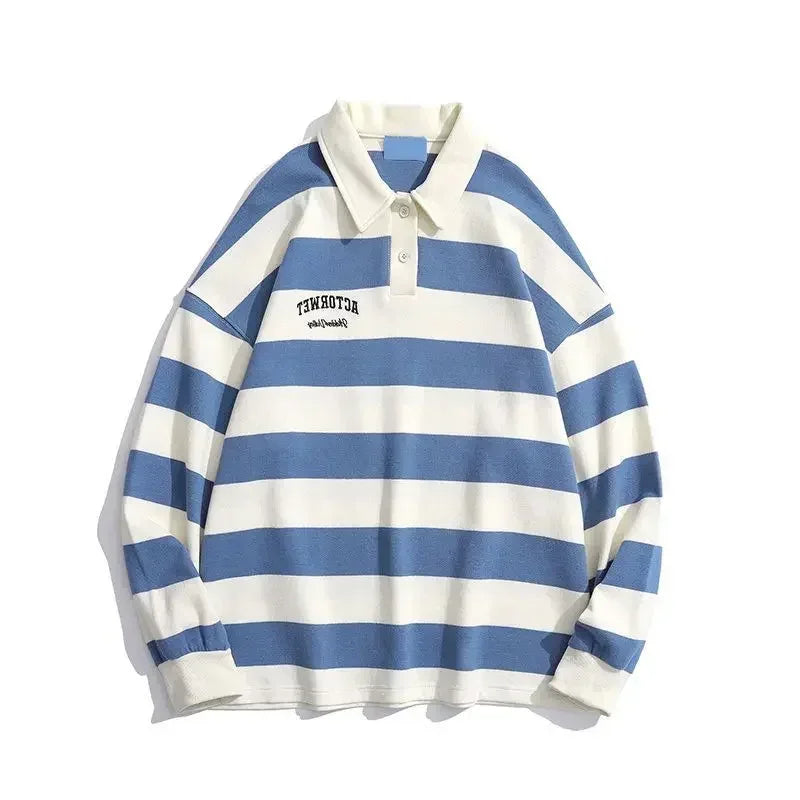 T Polo Shirts For Men Black Tops Oversize Male Clothes Big Size Embroidery Stripe Luxury Casual Full Sleeve High Brand Aesthetic voguable