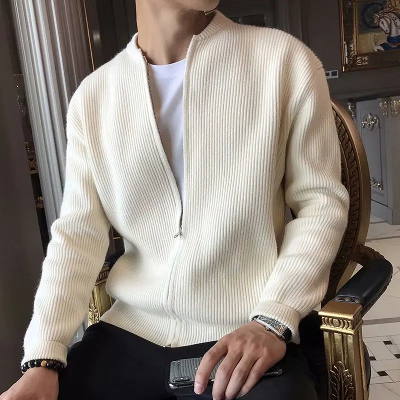 2023 Men Spring Autumn Warm Cardigan Men Zipper Sweaters Jackets Mens Slim Fit Knitted Sweatercoat Thick Cardigan Sweater Coat voguable