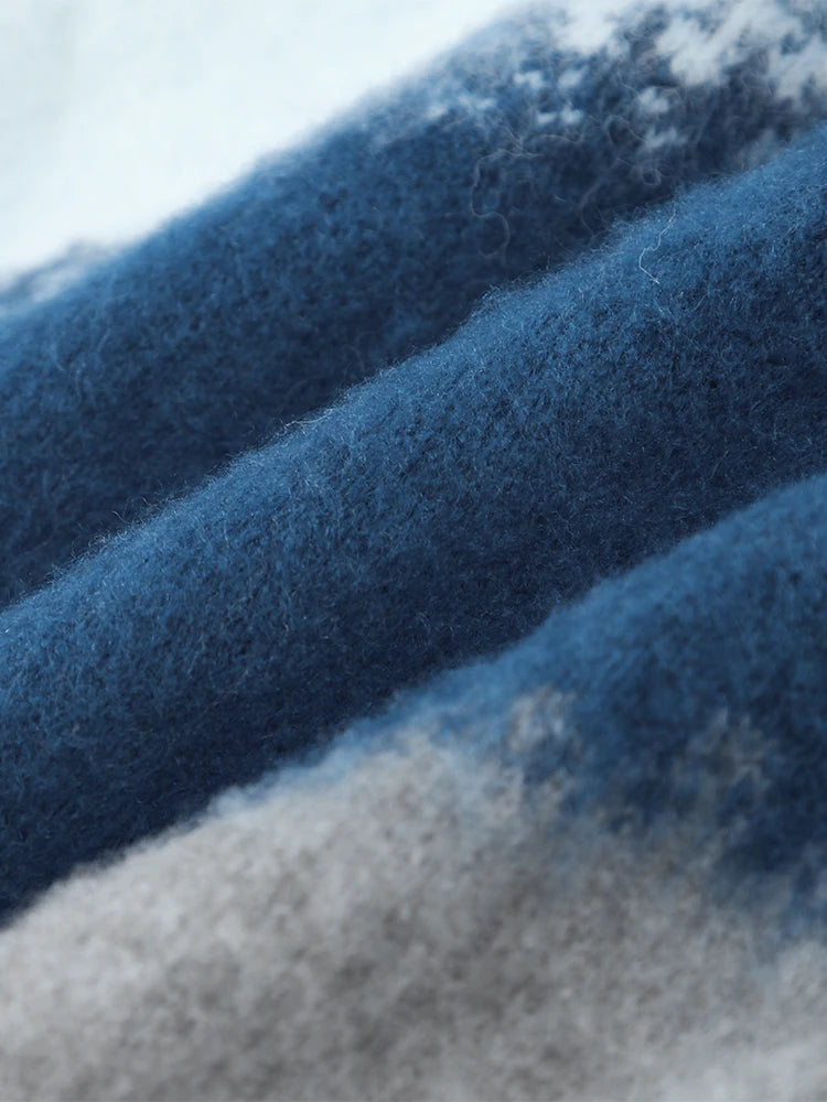 Fashion Tie Dye Cashmere Sweater Cardigan Man Long Sleeve Single Breasted Knitted Jacket 2024 Autumn Thicken Warm Woolen Coat voguable