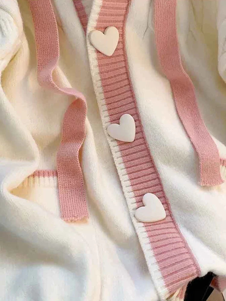 Cute Sweet Cardigan Sweaters Women Lazy Wind White Knitted Coats Long Sleeve Loose Female Japan Kawaii Elegant Hooded Tops voguable