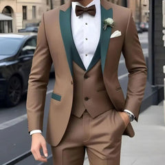 Voguable  New Men's Suit 3-Pieces Set (Jacket+Pants+Vest) Wedding/Party/Office Coat and Vests Trousers Sizes XS-6XL voguable