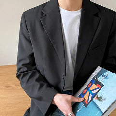 Blazers Men Fashion Handsome Streetwear Spring Autumn Notched Collar Solid Business Korean Style Advanced Male Smart Casual Chic voguable