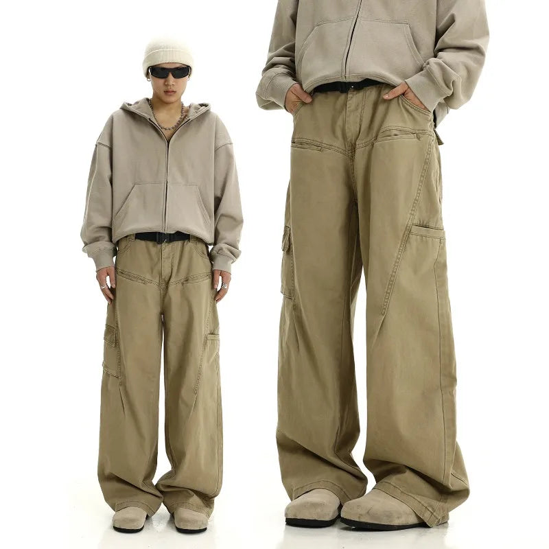 Voguable Techwear Wide Cargo Pants Men Hip Hop Wide Leg Trousers Male Streetwear Loose Casual Oversize Korean Men Clothing voguable