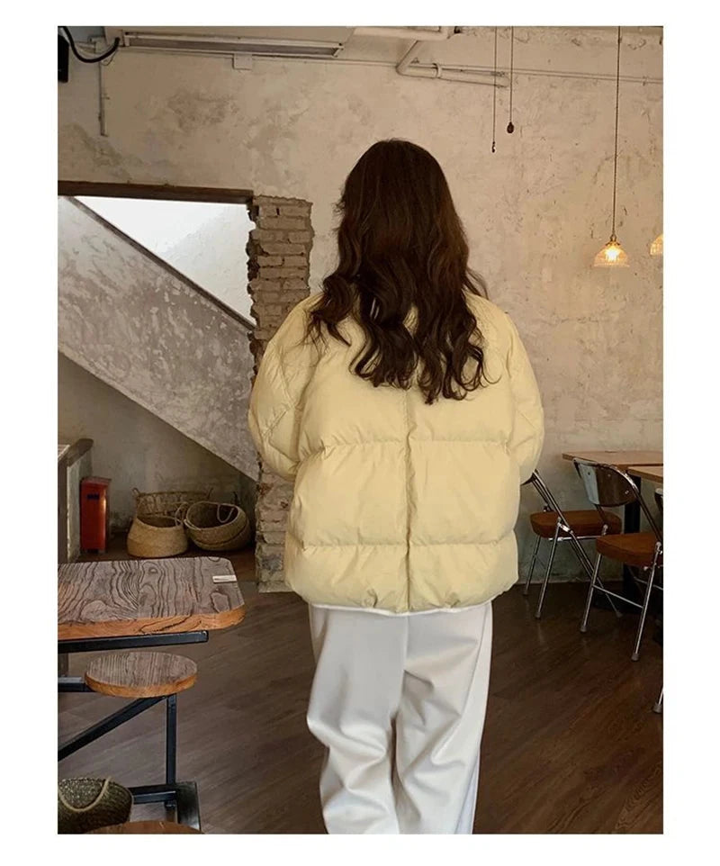 Sweet O Neck Cute Parkas Women Long Sleeve Preppy Style Warm Cotton Coat Japan Casual Female Solid Thick Warm Retro Jacket voguable