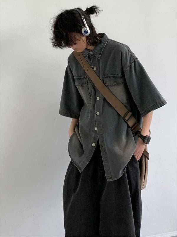 Voguable  Harajuku Subculture Short Sleeve T Shirt Men Street Fashion Casual Loose vintage Tops Daily Outfits Men Trendy  Coats New voguable