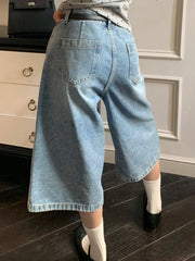 Voguable 2024 Couple Streetwear Vintage Wide Leg Shorts Women Retro Oversize Denim Shorts Summer Man High Waist Loose Casual Short Jeans voguable