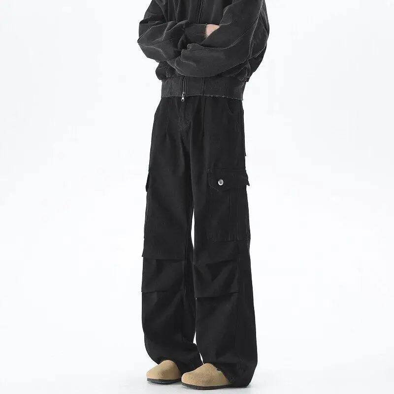 Vintage Tie dye Men's Baggy Denim Trousers White 2025 New Streetwear Wide Leg Loose Denim Pants Fashion Straight Gargo Pants voguable