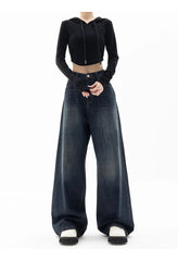 Y2K Vintage High Waist Harajuku Loose Jeans Pants Korean Fashion Women's Grunge Wide Leg Oversized Denim Trouser Female Clothes voguable
