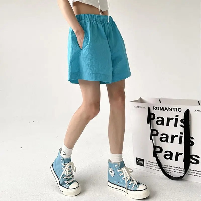 Summer New Women Wide Leg Shorts Y2K High Waist Loose Outdoor Casual Shorts Fashion Solid All-Match Female Jogging Shorts voguable